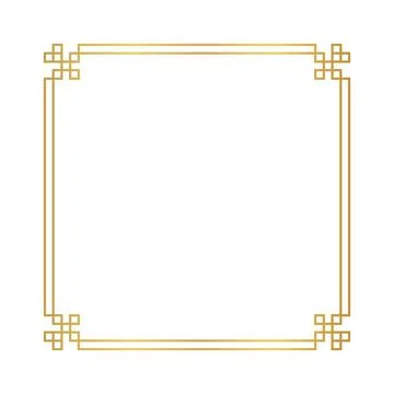 Chinese frame square line, certificate frame, antique china border gold fra.. Stock Illustration