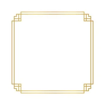 Chinese frame square line, certificate frame, antique china border gold fra.. Stock Illustration