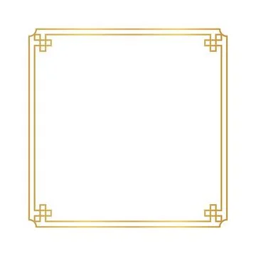 Chinese frame square line, certificate frame, antique china border gold fra.. Stock Illustration