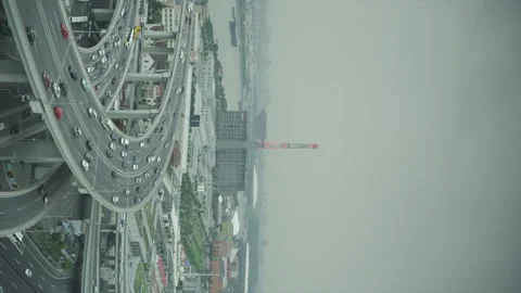 Chinese freeway shot in Vertical format for social media Stock Footage 146043445