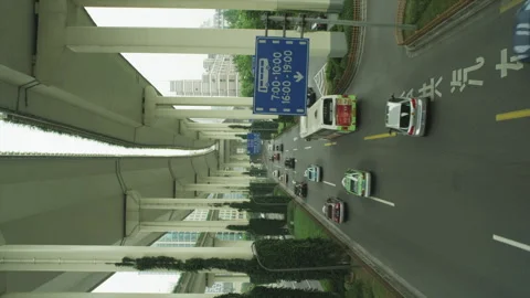 Chinese freeway shot in Vertical format for social media Stock Footage 146043674