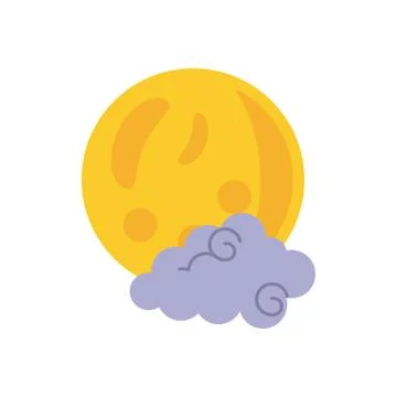 Chinese full moon with cloud flat style Ilustração Stock