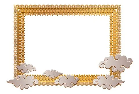 Chinese gold frame with clouds vector design Stock Illustration