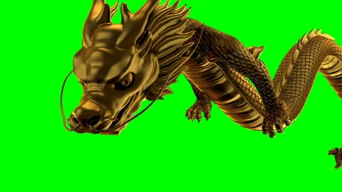 Chinese golden dragon on Green Screen Stock Footage