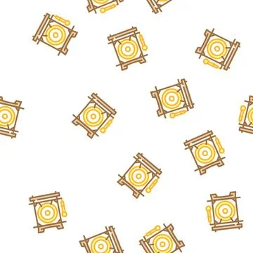 Chinese gong vector seamless pattern Illustrazione stock