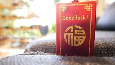 Chinese good luck charm with dynamic moving background Stock Footage 255105645