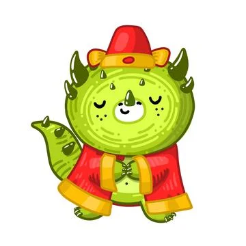 Chinese green cute dragon character Stock Illustration
