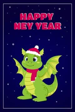 Chinese Happy New Year  Dragon green Stock Illustration