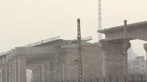 Chinese highway bridge construction Stock Footage 53535512