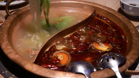 Chinese hot pot restaurant. Stock Footage 224824014
