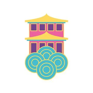 Chinese house with cloud vector design Stock Illustration