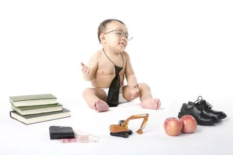  Chinese infant with objects Beijing China Copyright: xBluexJeanxImagesx b... Stock Photos