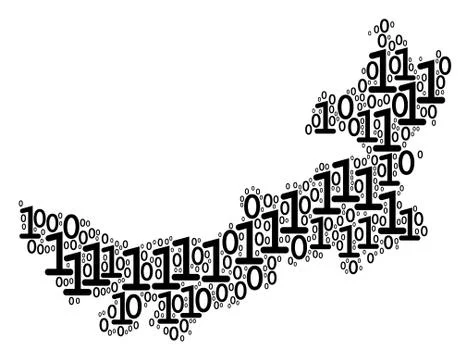 Chinese Inner Mongolia Map Mosaic of Binary Digits Stockillustratie