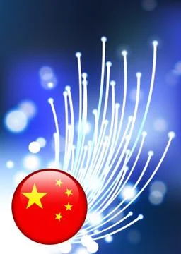 Chinese Internet Button with Fiber Optic Background Stock Illustration