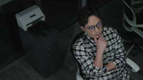 Chinese IT worker working in office at night,4K Stock Footage 243456251