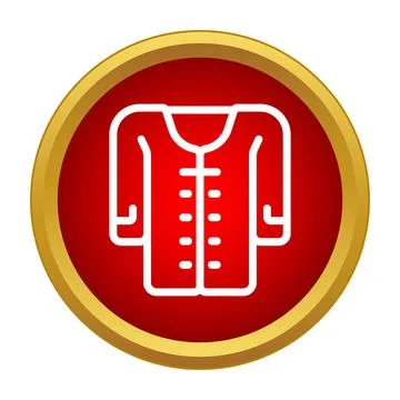 Chinese jacket outline flat icon design in red circle Stock Illustration