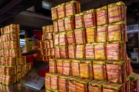 Chinese joss gold papers Stock Photos