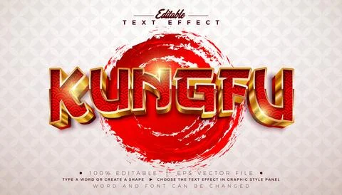 Chinese Kungfu 3D Text Effect Design Editable Vector Graphic Style with Sha.. Stock Illustration