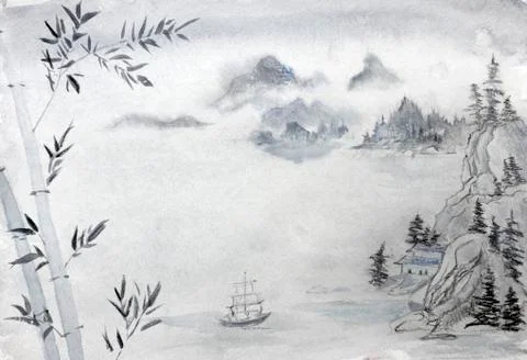 Chinese landscape Stock Illustration