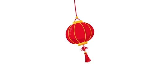 Chinese lantern animated swinging smoothly back and forth in 4k isolated on.. Stock Footage 342539935