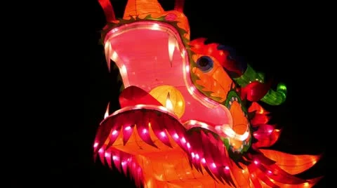 Chinese Lantern Of A Big Dragon Stock Footage 10682725