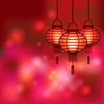 Chinese lantern blurred background Stock Illustration