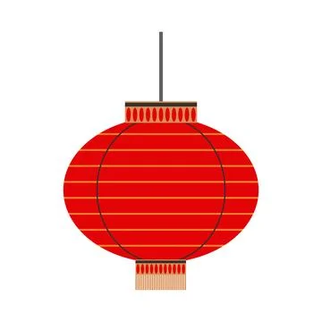Chinese lantern in flat design. Oriental new year traditional paper lamp. Vec Stock Illustration