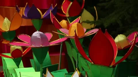 Chinese Lantern of flowers Stock Footage 8988939