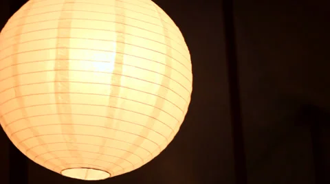 Chinese lantern glowing at night, close up Stock Footage 34859087