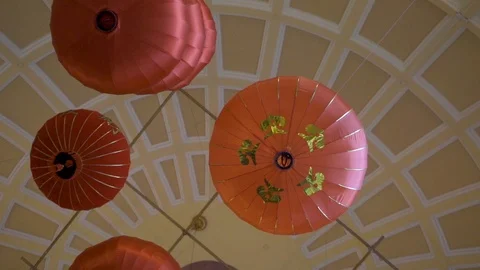 Chinese lantern hanging in the ceiling Stockbeeldmateriaal 103365053