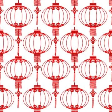 Chinese lantern seamless Illustrazione stock