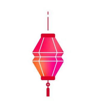 Chinese lantern vector illustration. Lunar oriental light lamp. Asia traditio Illustrazione stock