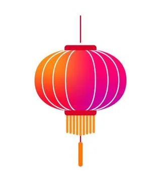 Chinese lantern vector illustration. Lunar oriental light lamp. Asia traditio Stock Illustration