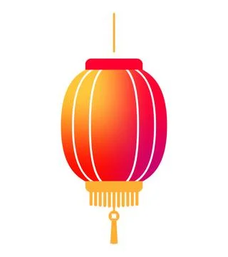Chinese lantern vector illustration. Lunar oriental light lamp. Asia traditio Stock Illustration