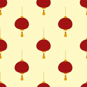 Chinese lantern vector seamless pattern background paper holiday celebrate 스톡 일러스트