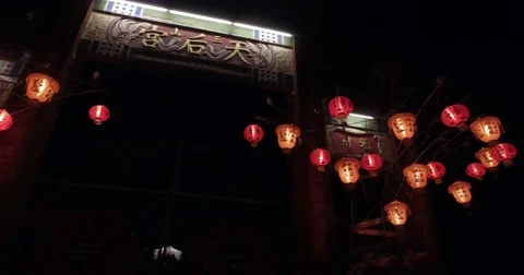 Chinese lanterns and strobo lights Stock Footage