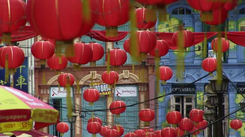 Chinese lanterns hanging Stockbeeldmateriaal 29668052