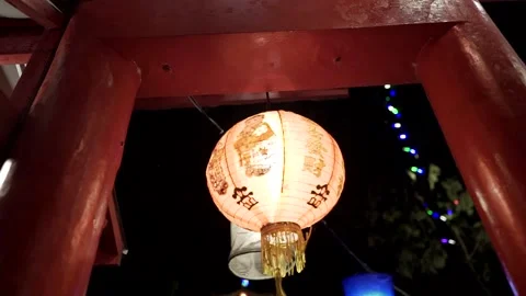 Chinese lanterns at night from close range Stock Footage 214390313