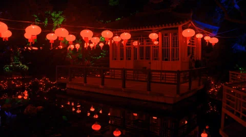 Chinese lanterns at night Stock Footage 36689818