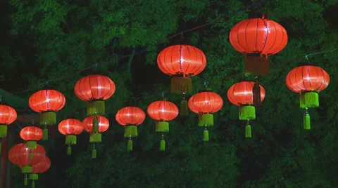 Chinese lanterns at night Stock Footage 36707824