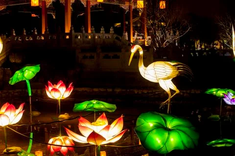 Chinese lanterns at night Stock Photos