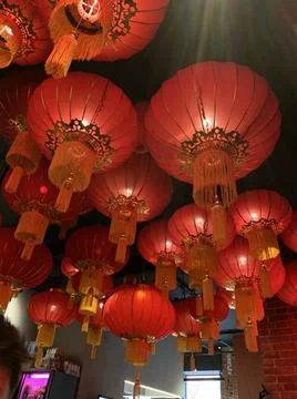 Chinese lanterns in red Stock Photos