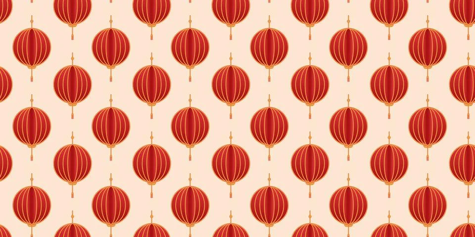 Chinese lanterns red seamless pattern Stock Illustration
