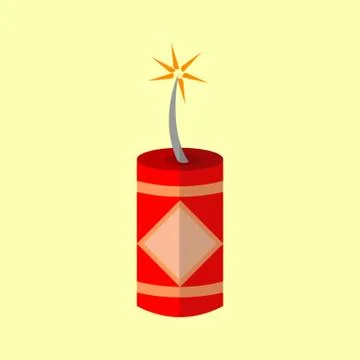 Chinese Lighted Firecracker Vector Illustration Graphic 库存插图