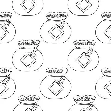 Chinese line bag pattern gold coins Asia Stock Illustration