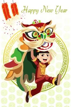 Chinese Lion dance Stock Illustration