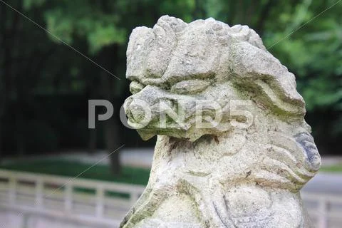 Chinese Lion Statue on a Bridge in China Stock Photos