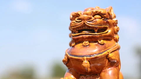 Chinese lion statue 스톡 동영상 45592420