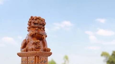 Chinese lion statue 스톡 동영상 45592437