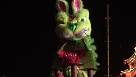 Chinese lions performing Stock Footage 250511089
